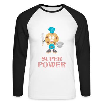 Baking is my superpower for baking or baking - Unisex Long Sleeve Baseball T-Shirt - white/black - Front - Nik (191cm)