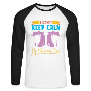 Je ne peux pas rester calme, c’est shimmy time for - T-shirt baseball manches longues Homme - blanc/noir - Devant - Nik (191cm)