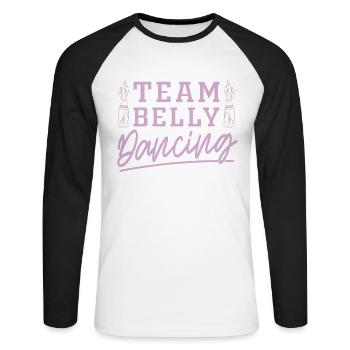 Danse du ventre en équipe Pour danseuse du ventre - T-shirt baseball manches longues Homme - blanc/noir - Devant - Nik (191cm)