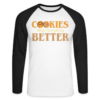 Cookies Make Everything Better For The Baker Or That - Unisex Long Sleeve Baseball T-Shirt - white/black - Front - Nik (191cm)