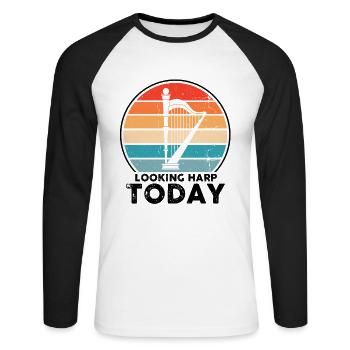 Harp design for harpist and harp player - Unisex Long Sleeve Baseball T-Shirt - white/black - Front - Nik (191cm)