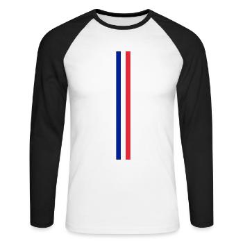 France Paris Tour Eiffel Français Flag Fun - T-shirt baseball manches longues Homme - blanc/noir - Devant - Nik (191cm)