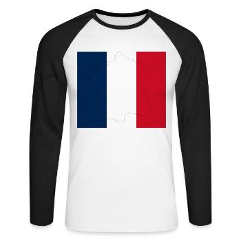 France Paris Tour Eiffel Français Flag Fun - T-shirt baseball manches longues Homme - blanc/noir - Devant - Nik (191cm)