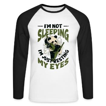 I'm Not Sleeping, I'm Just Resting My Eyes. - Unisex Long Sleeve Baseball T-Shirt - white/black - Front - Nik (191cm)