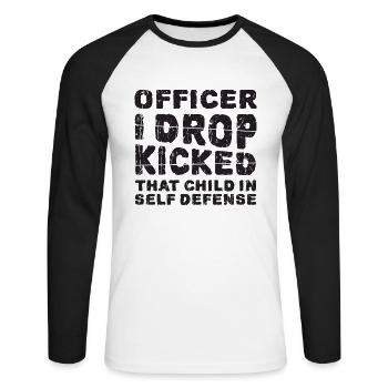 L’agent I Drop a donné des coups de pied à cet enfant en légitime défense - T-shirt baseball manches longues Homme - blanc/noir - Devant - Nik (191cm)