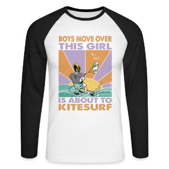 Les garçons se déplacent Cette fille est sur le point de faire du kitesurf - Su - T-shirt baseball manches longues Homme - blanc/noir - Devant - Nik (191cm)