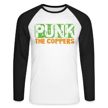 Punk The Coppers - Gothique - Grunge - Concert - Got - T-shirt baseball manches longues Homme - blanc/noir - Devant - Nik (191cm)
