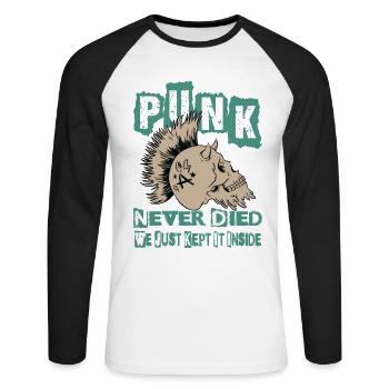 Punk Never Died We Just Kept It Inside - Gothic - - Unisex Long Sleeve Baseball T-Shirt - white/black - Front - Nik (191cm)