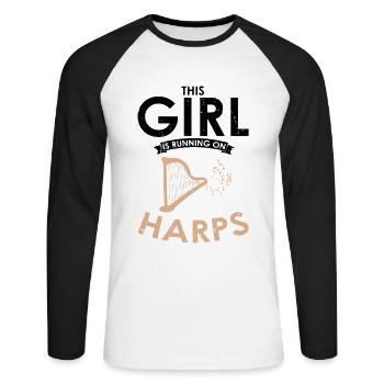 Harp design for harpist and harp player - Unisex Long Sleeve Baseball T-Shirt - white/black - Front - Nik (191cm)
