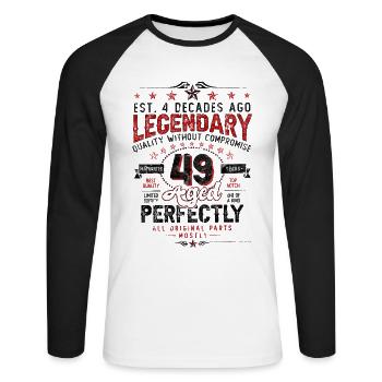 Vintage Légendaire - Vieilli parfaitement 49ème anniversaire - T-shirt baseball manches longues Homme - blanc/noir - Devant - Nik (191cm)