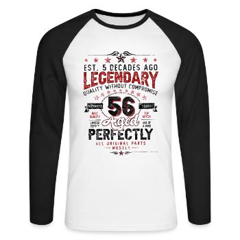 Vintage Légendaire - Vieilli parfaitement 56ème anniversaire - T-shirt baseball manches longues Homme - blanc/noir - Devant - Nik (191cm)