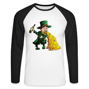 Drôle de lutin buveur pour la Saint-Patrick - T-shirt baseball manches longues Homme - blanc/noir - Devant - Nik (191cm)