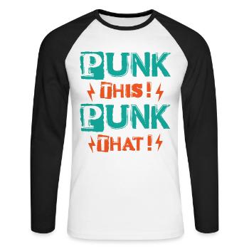Punk Ça! Punk ça ! - Gothique - Gothique - Concert - T-shirt baseball manches longues Homme - blanc/noir - Devant - Nik (191cm)