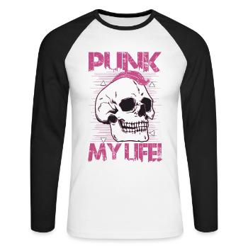 Punk Ma Vie! - Gothique - Gothique - Concert - Drôle - T-shirt baseball manches longues Homme - blanc/noir - Devant - Nik (191cm)