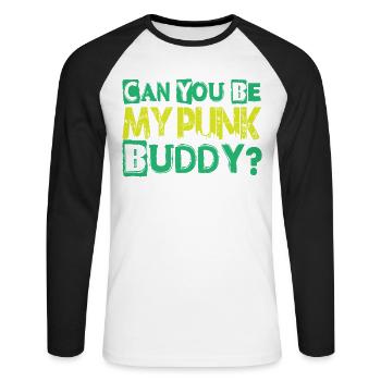 Pouvez-vous être mon copain punk? - Gothique - Gothique - Concer - T-shirt baseball manches longues Homme - blanc/noir - Devant - Nik (191cm)