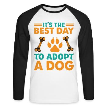 It's The Best Day To Adopt A Dog - Pets - Adoption - Unisex Long Sleeve Baseball T-Shirt - white/black - Front - Nik (191cm)