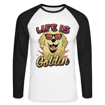Life is golden - Golden Retriever - Unisex Long Sleeve Baseball T-Shirt - white/black - Front - Nik (191cm)