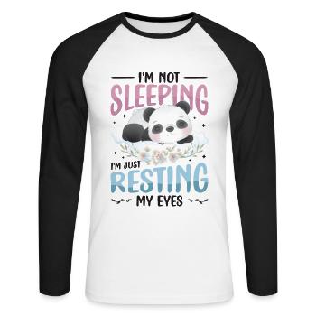 I'm Not Sleeping, I'm Just Resting My Eyes. - Unisex Long Sleeve Baseball T-Shirt - white/black - Front - Nik (191cm)