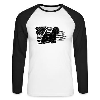 Silhoutte de west highland terrier avec américain - T-shirt baseball manches longues Homme - blanc/noir - Devant - Nik (191cm)