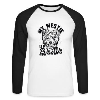 Mon westie est mon meilleur ami - amoureux des chiens - T-shirt baseball manches longues Homme - blanc/noir - Devant - Nik (191cm)