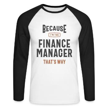 Finance Manager Job Occupation - Unisex Long Sleeve Baseball T-Shirt - white/black - Front - Nik (191cm)