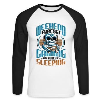 Weekend prediction gaming with a chance. - Unisex Long Sleeve Baseball T-Shirt - white/black - Front - Nik (191cm)