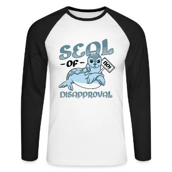 Seal of rejection say no. - Unisex Long Sleeve Baseball T-Shirt - white/black - Front - Nik (191cm)