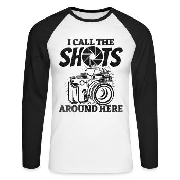 Photographie que je qualifie de drôle ici - T-shirt baseball manches longues Homme - blanc/noir - Devant - Nik (191cm)