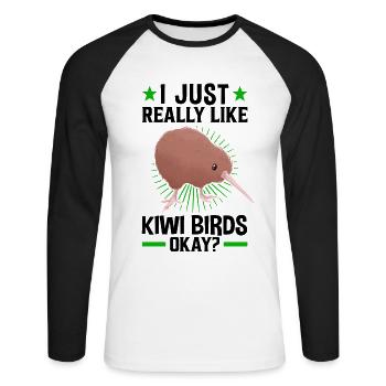 J’aime juste le bouquet de bécassine d’oiseau kiwi - T-shirt baseball manches longues Homme - blanc/noir - Devant - Nik (191cm)