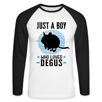 Only a boy of the Degus loves rodent Chile - Unisex Long Sleeve Baseball T-Shirt - white/black - Front - Nik (191cm)
