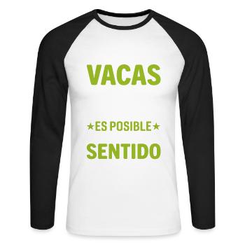 Cadeau De Vache Drôle - T-shirt baseball manches longues Homme - blanc/noir - Devant - Nik (191cm)