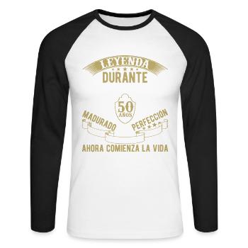 Cadeau Pour Le 50e Anniversaire - T-shirt baseball manches longues Homme - blanc/noir - Devant - Nik (191cm)