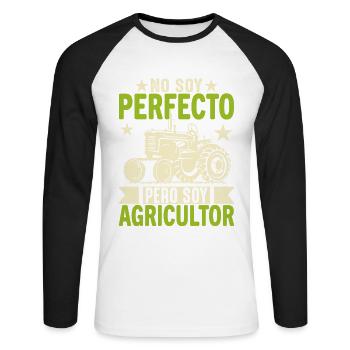 Je Ne Suis Pas Parfait Mais Je Suis Un Agriculteur - T-shirt baseball manches longues Homme - blanc/noir - Devant - Nik (191cm)