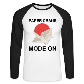 Japanese Origami Design and Kirigami Origami - Unisex Long Sleeve Baseball T-Shirt - white/black - Front - Nik (191cm)