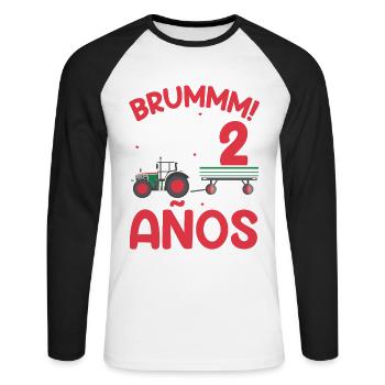 Brummm J'ai 2 ans - T-shirt baseball manches longues Homme - blanc/noir - Devant - Nik (191cm)
