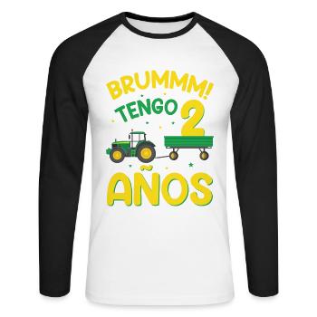 Brummm J'ai 2 ans - T-shirt baseball manches longues Homme - blanc/noir - Devant - Nik (191cm)
