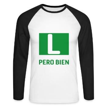 Nouveau Papa - T-shirt baseball manches longues Homme - blanc/noir - Devant - Nik (191cm)