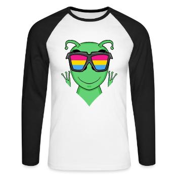 Pansexual Alien - Alien avec des lunettes - T-shirt baseball manches longues Homme - blanc/noir - Devant - Nik (191cm)