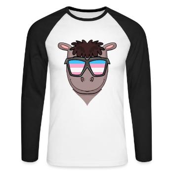 Transgender Transsexuell Pferd Geschenk - Unisex Baseballshirt langarm - Weiß/Schwarz - Vorne - Nik (191cm)