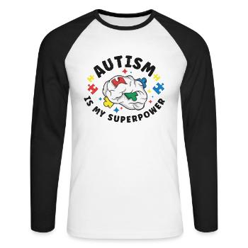Autism Awareness Autism Disease Autistic Gift - Unisex Baseballshirt langarm - Weiß/Schwarz - Vorne - Nik (191cm)