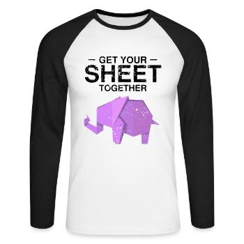 Japanese Origami Design and Kirigami Origami - Unisex Long Sleeve Baseball T-Shirt - white/black - Front - Nik (191cm)