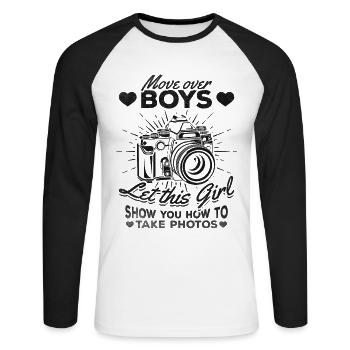 Les photographes laissent-vous inspirer par cette fille - T-shirt baseball manches longues Homme - blanc/noir - Devant - Nik (191cm)