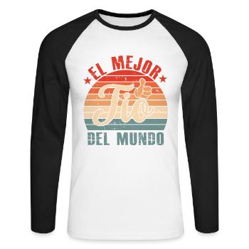 Meilleur Oncle Du Monde - T-shirt baseball manches longues Homme - blanc/noir - Devant - Nik (191cm)