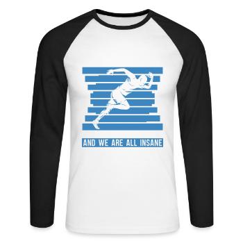 Courir un sport mental Cross Country Runner Xc - T-shirt baseball manches longues Homme - blanc/noir - Devant - Nik (191cm)