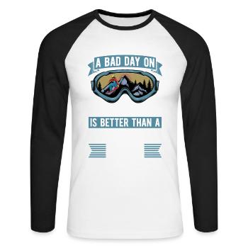 Ein Schlechter Tag Auf Dem Berg Ist Ein Besserer - Unisex Baseballshirt langarm - Weiß/Schwarz - Vorne - Nik (191cm)
