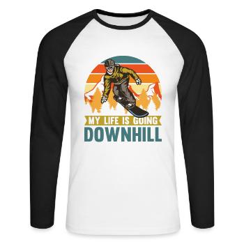Mein Leben Geht Für Snowboarder Bergab - Unisex Baseballshirt langarm - Weiß/Schwarz - Vorne - Nik (191cm)