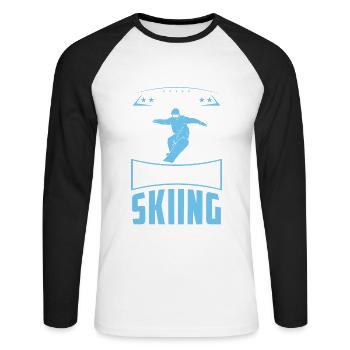 Snowboarding was easy they call it skiing - Unisex Long Sleeve Baseball T-Shirt - white/black - Front - Nik (191cm)
