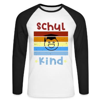Schulkind 1. Klasse Smile Schulbeginn T shirt - Unisex Baseballshirt langarm - Weiß/Schwarz - Vorne - Nik (191cm)