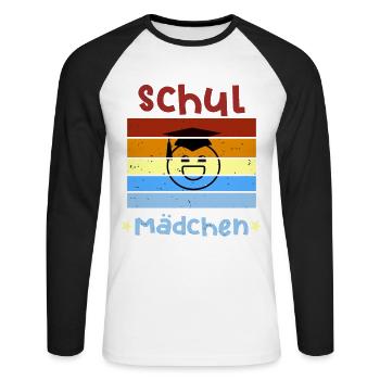 Schulmädchen 1. Klasse Smile Schulbeginn T shirt - Unisex Baseballshirt langarm - Weiß/Schwarz - Vorne - Nik (191cm)