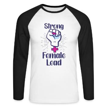 Feminist Feminism Actor Theater Drama Teacher - Unisex Long Sleeve Baseball T-Shirt - white/black - Front - Nik (191cm)